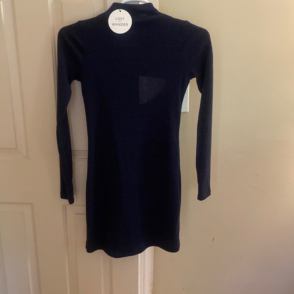 Small navy sweater dress. Never worn
